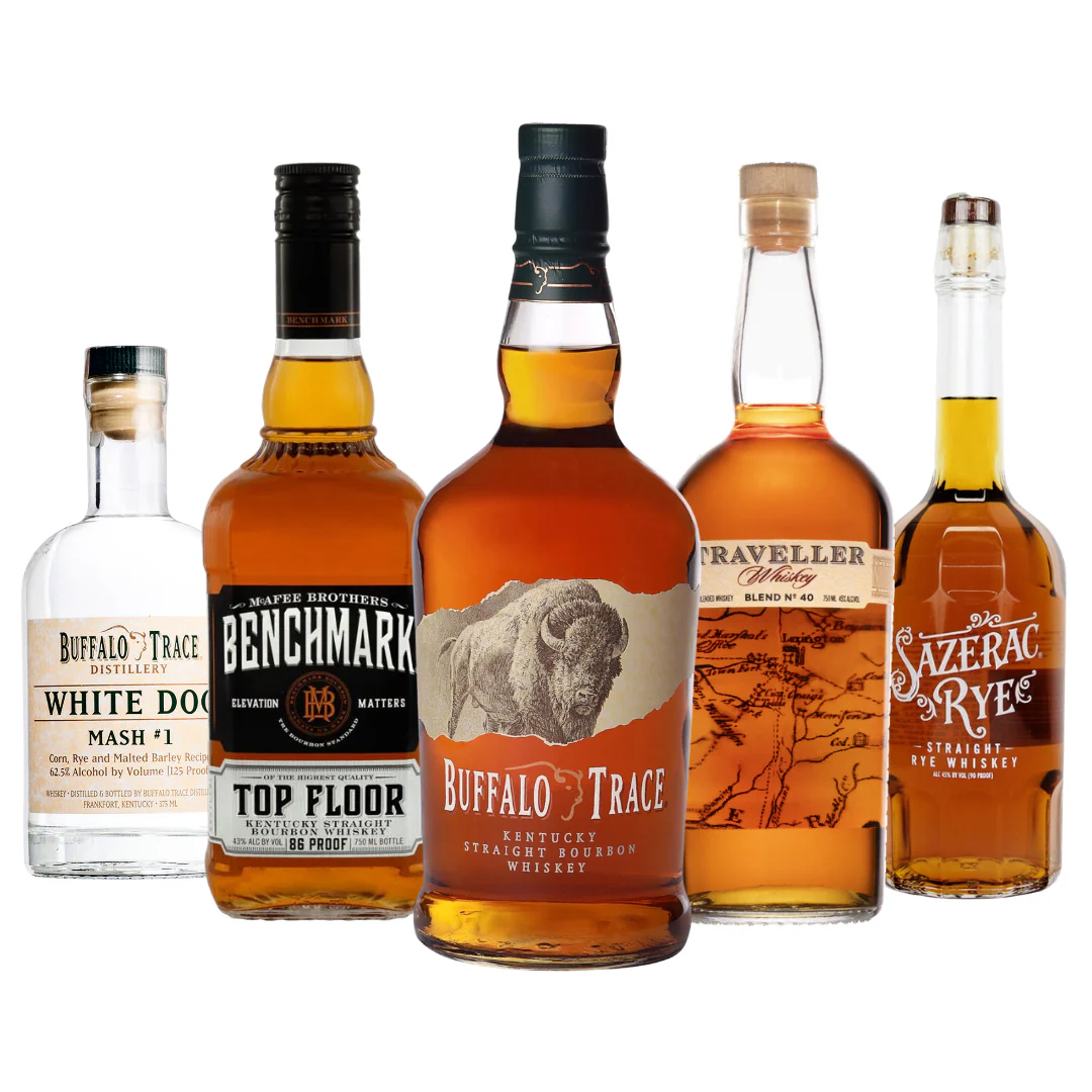 Buffalo Trace Distillery 5 Bottle Combo - Buffalo + Traveller + Sazerac Rye + White Dog + Top Floor