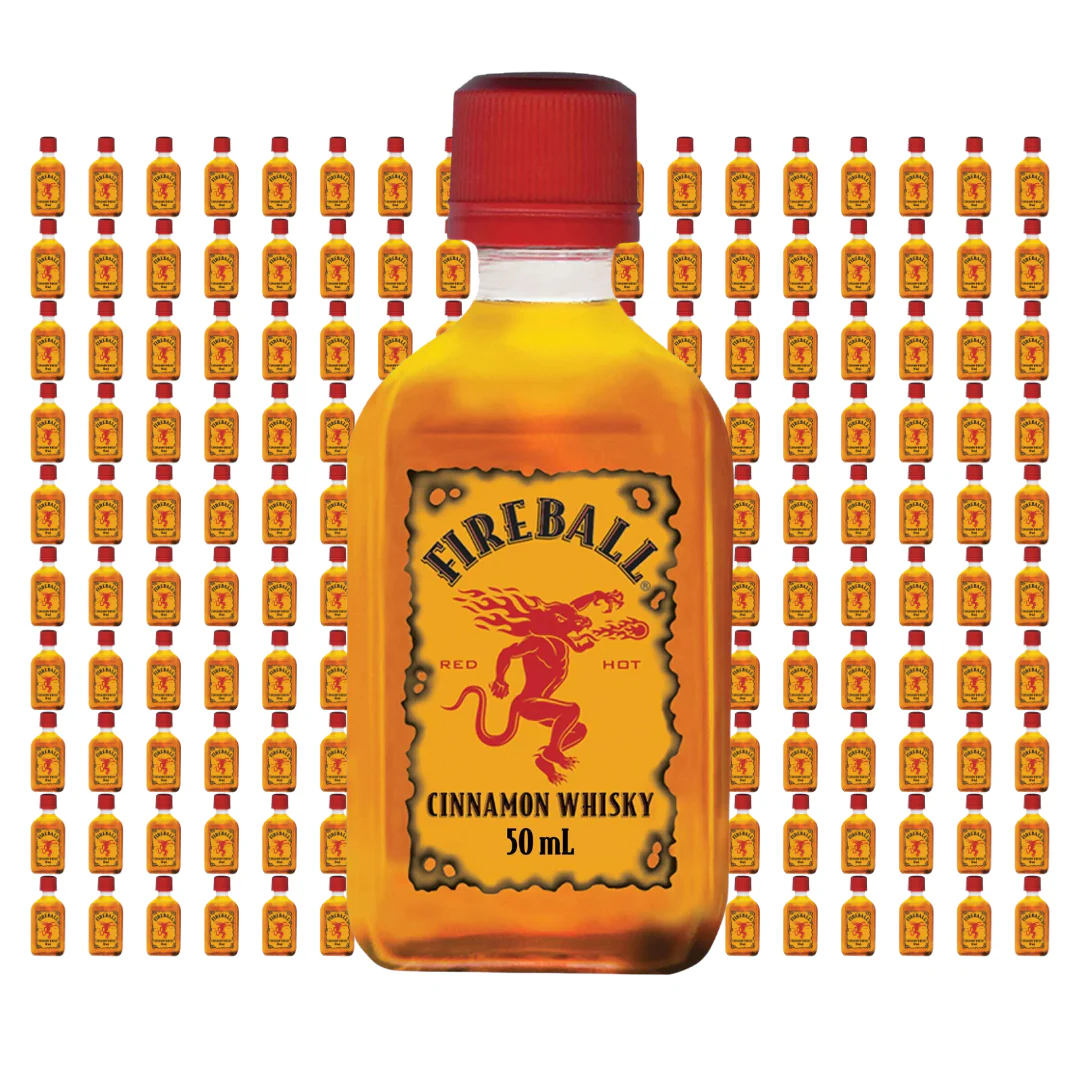 Fireball Cinnamon Whisky Mega Jumbo Party Bulk Pack - 50ml Shots 225 Count- Free Shipping