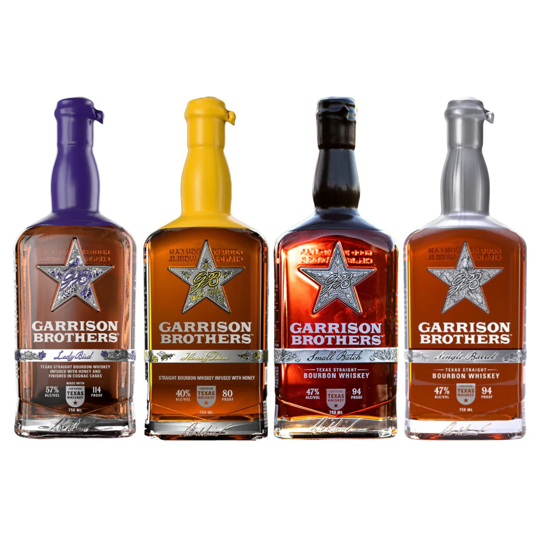 Garrison Lady Bird, Honeydew, Small Batch, & Single Barrel Texas Straight Bourbon Whiskey 750ml 4 Bottle Combo