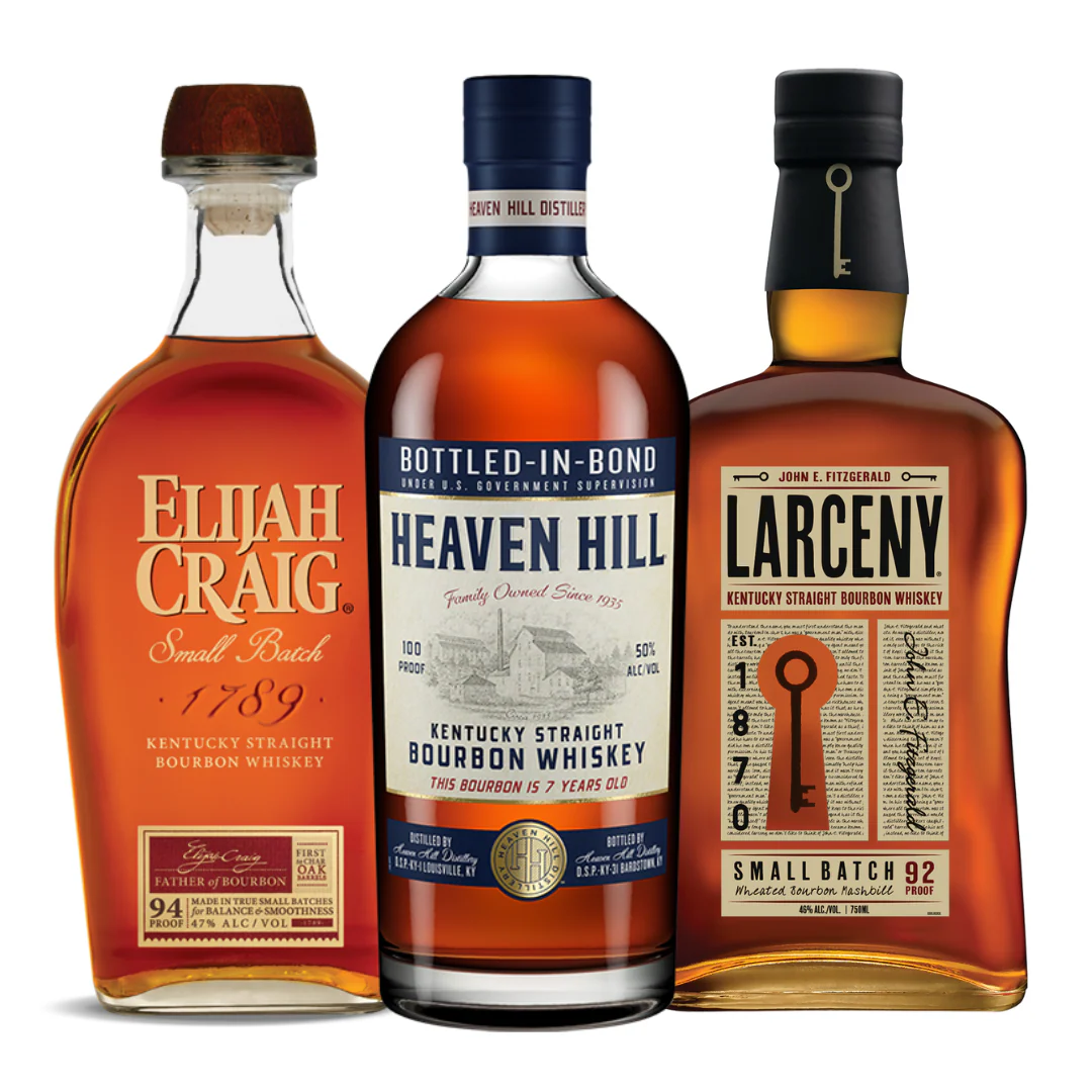 Heaven Hill 7 Year, Larceny 92, Elijah Craig Small Batch 750ml 3 Bottle Combo