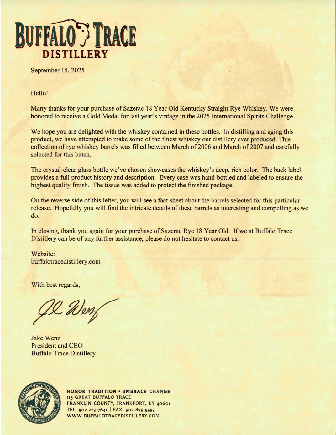 The 2025 Buffalo Trace Antique Collection BTAC + 6 Original Annual Release Letters 750ml 6 Bottle Case - Image 4